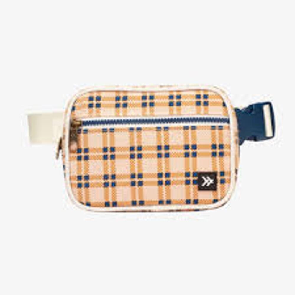 Thread Wallets Plaid Belt Bag Fanny Pack Crossbody Peach Navy Adjustable